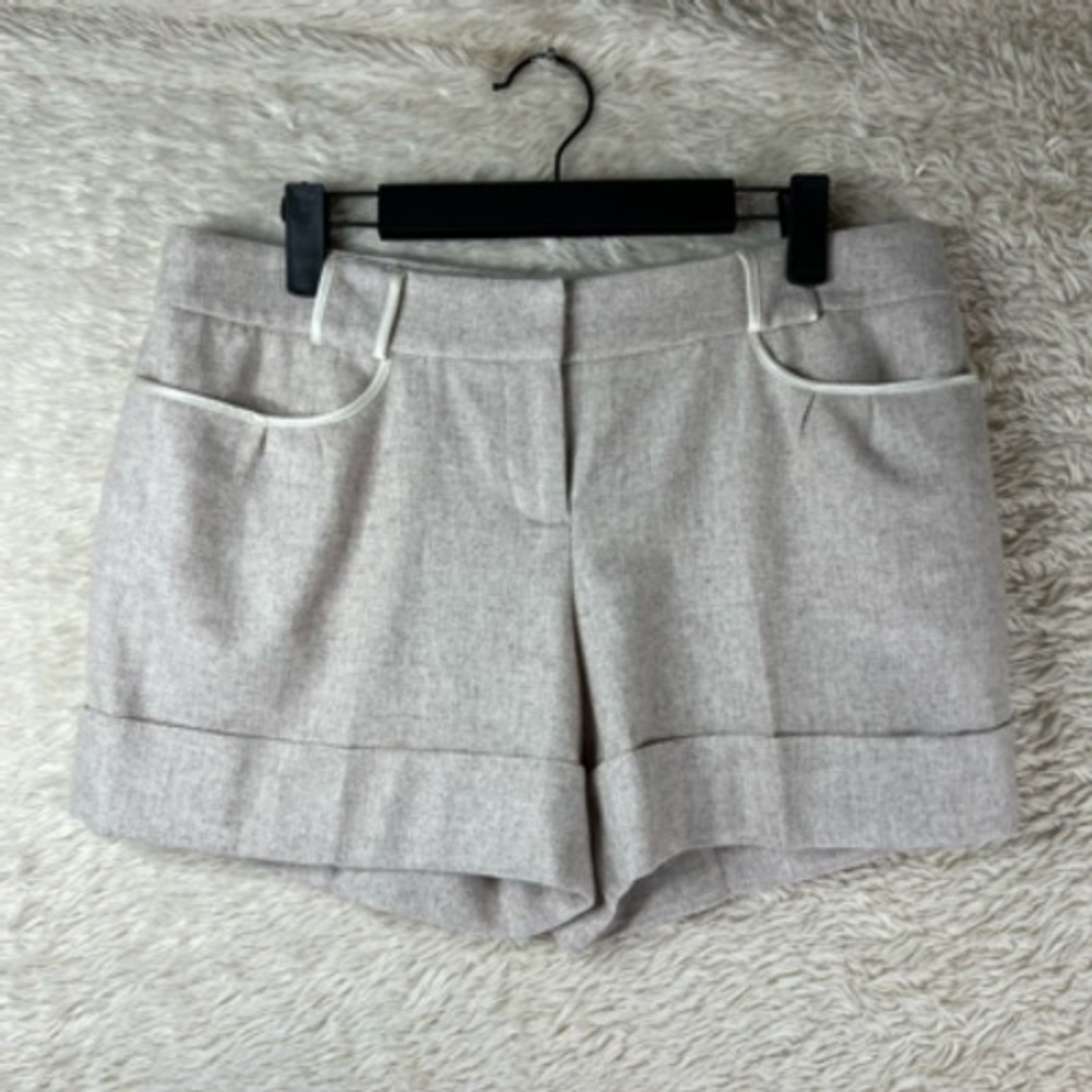 Parameter Womens Shorts Beige Heathered Cuffed Hem Pockets Flat Front 8‎